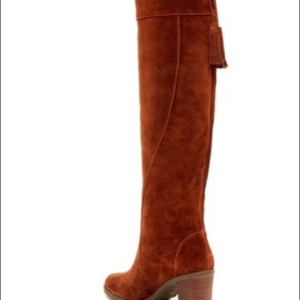 Over the knee- leather tie heeled boots - Picture 3 of 7